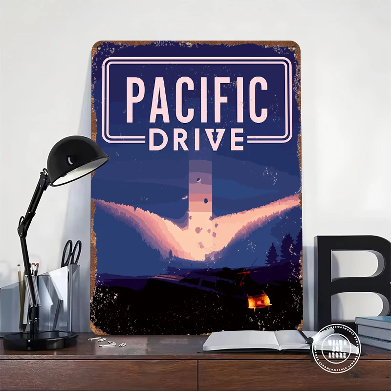 Pacific Drive Game Cover Art Metal Poster Customized Wall Art Retro Vintage Tinplate Signs for Luxury Decoration Gaming House