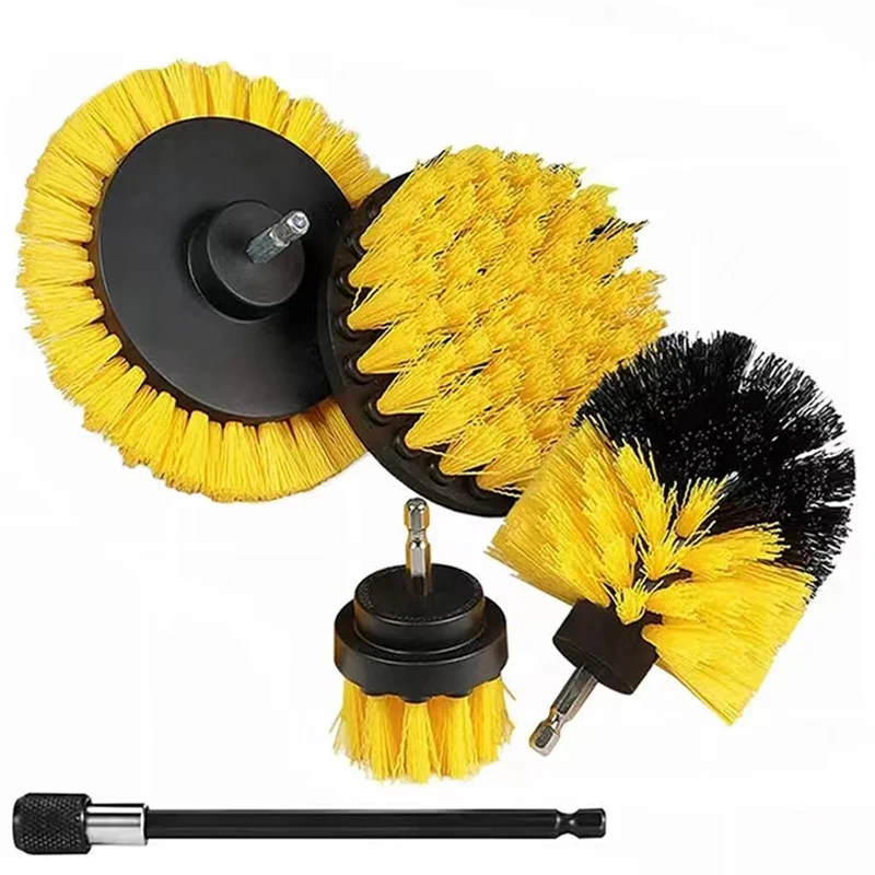 3Pcs/5Pcs Electric Scrubber Brush Drill Brush Kit Power Drills Scrubber Brush For Carpet Glass Car Tires Nylon Brushes 2/3.5/4''