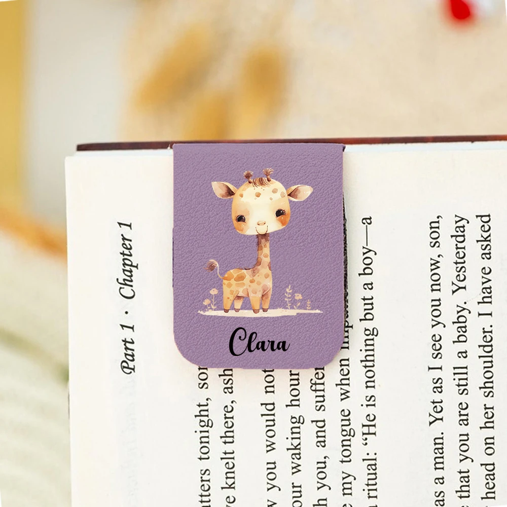 1PC Lovely Giraffe Personalized Text Print Aqua Blue Book Clip For Children Gifts