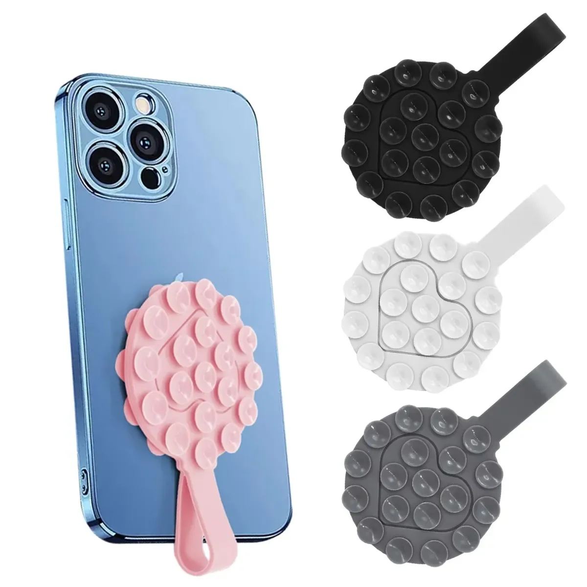Portable Silicone Suction Cup Mobile Phones Stand Multifunction Double-Sided Anti-Slip Holder Mount Sucker Pad Cellphone Bracket