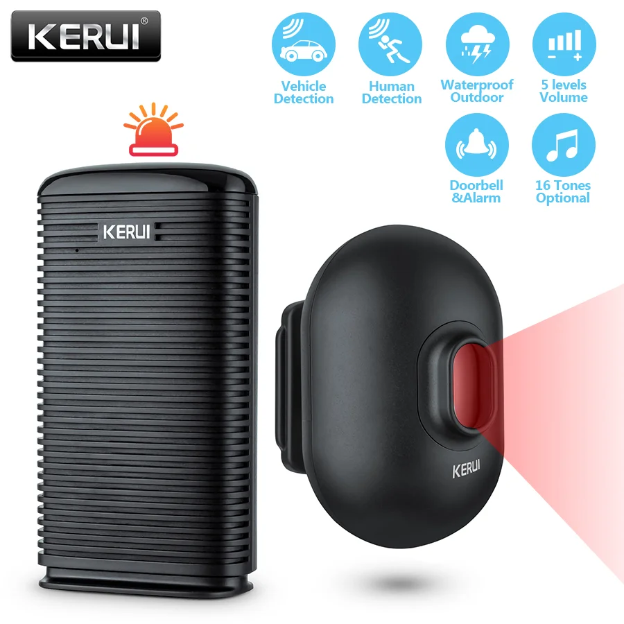 KERUI DW9 Wireless Driveway Security Alarm Waterproof PIR Motion Detector Garage Welcome Burglar Alarm Secure System Patrol