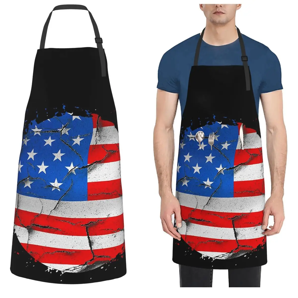 الولايات المتحدة الأمريكية أمريكا العلم الأمريكي المئزر الشيف الطبخ الخبز Tablier مريلة مقاومة للماء تنظيف المطبخ بينافور للنساء الرجال البستنة #1
