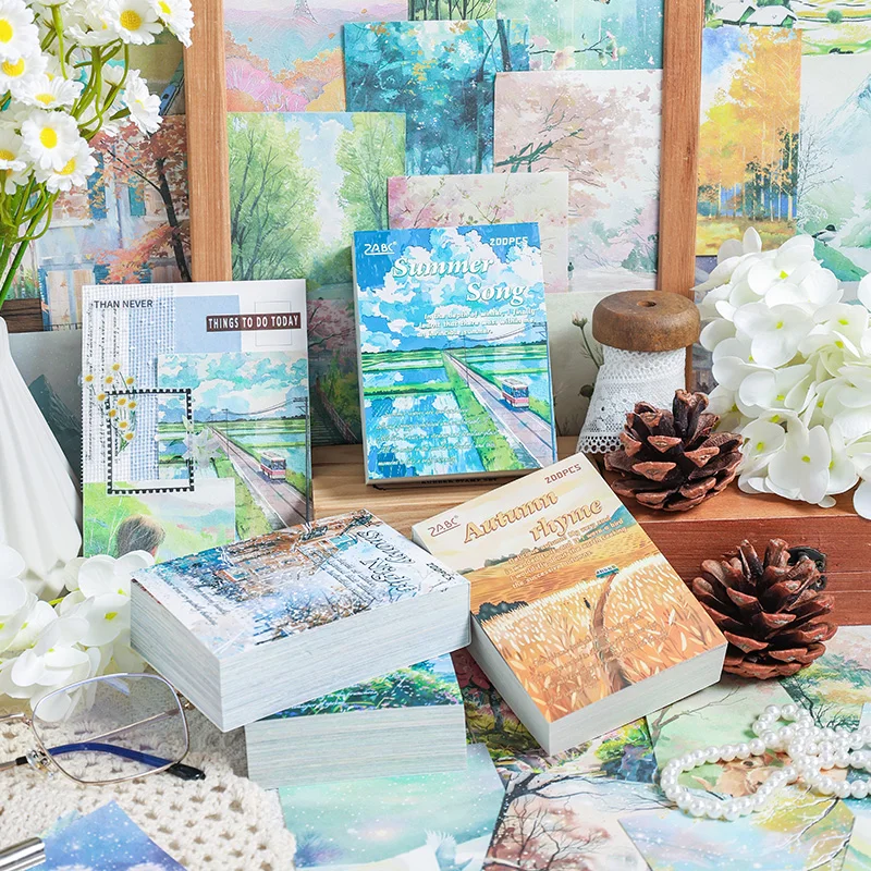 200 sheets INS Scrapbook Material Paper Junk Journal Landscape DIY Scrapbooking Collage Craft Background Stationery Supplies