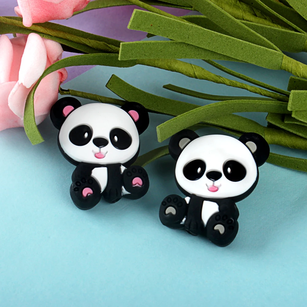 5/20/50pcs/Lot Baby Pacifier Silicone Beads Cartoon Panda Beads Teether Teething Panda Accessories Beads For Bracelets Making