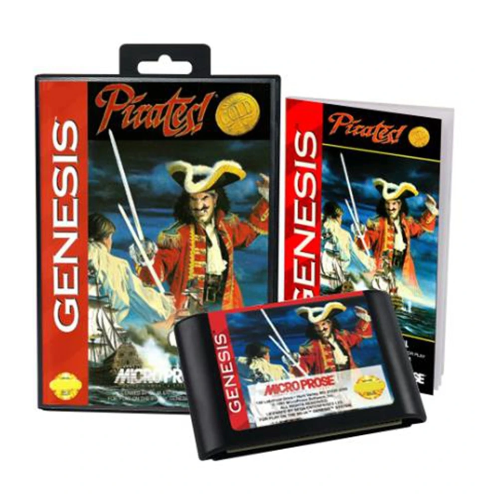 Pirates Gold with Box and Manual for 16 Bit Sega MD Game Cartridge Megadrive Genesis System