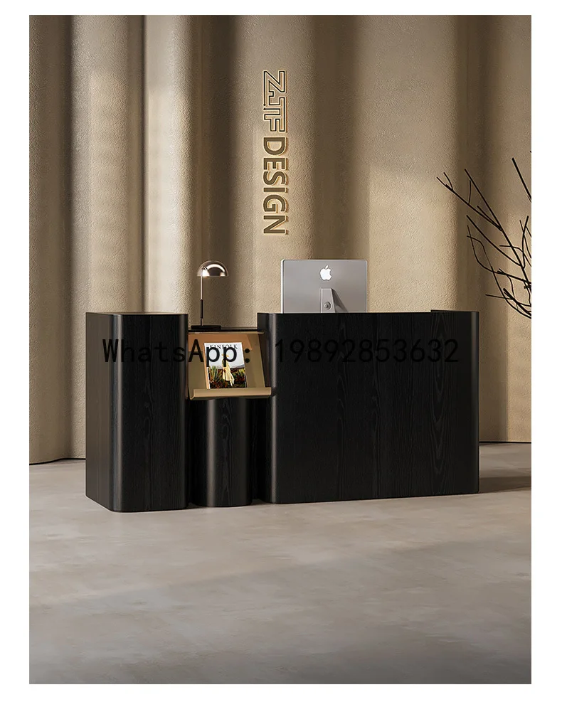 YFY Men's Clothing Store Black Light Luxury Cashier Counter Modern Simple Company Office Reception Desk