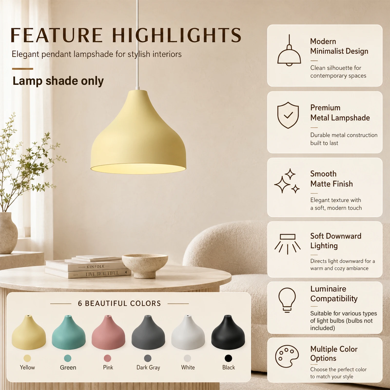 Farmhouse Lamp Shade Replacement, Sage Green Conical Bell Metal for Pendant Wall Table Lamp