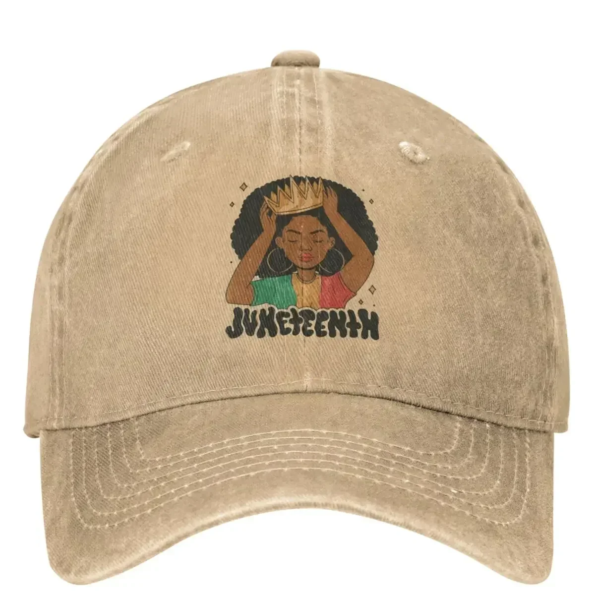 Unisex African Juneteenth Colors Baseball Cap Classic Distressed  Black Women Girl Trucker Hat Headwear Adjustable