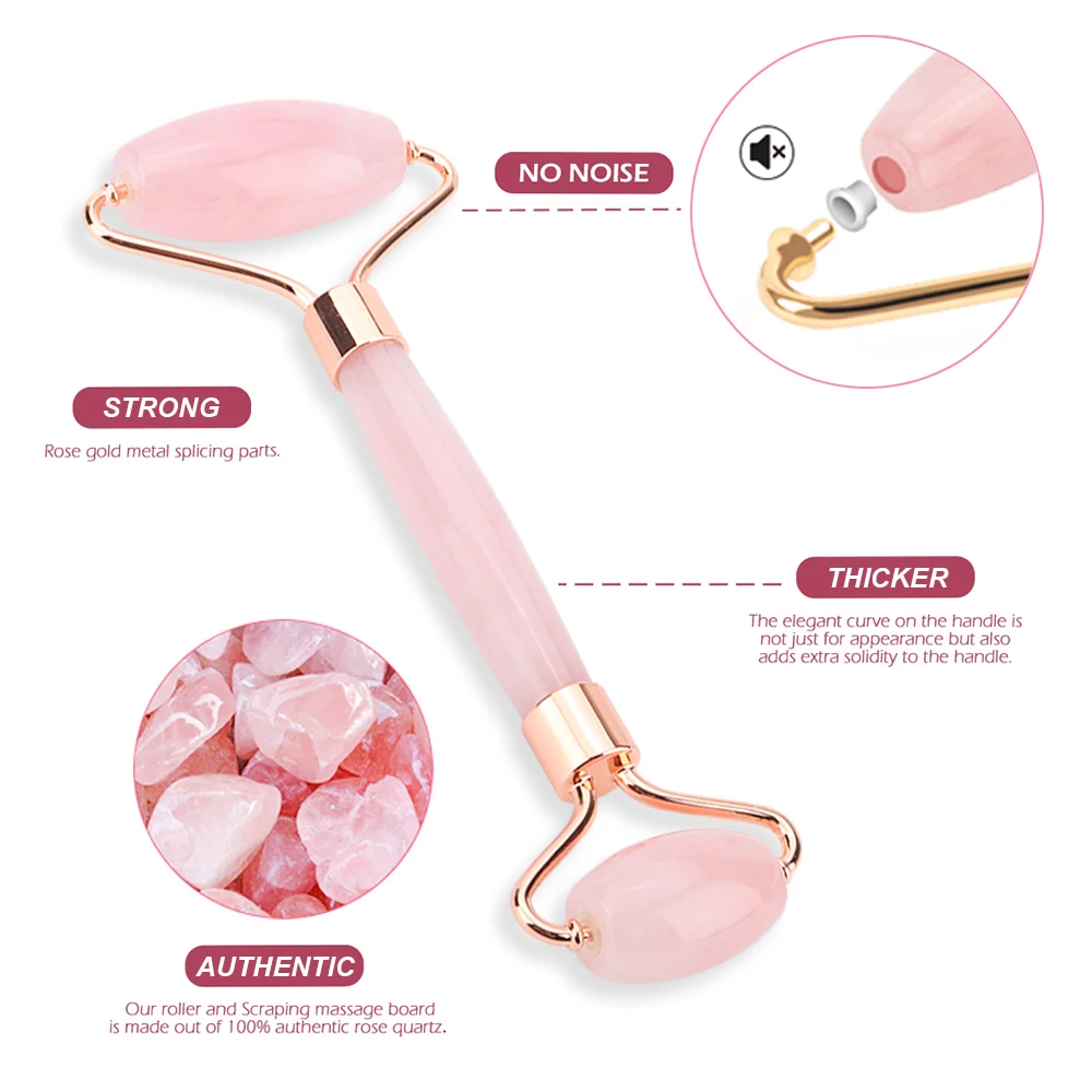 6In1 Face Skin Care Tools Jade Roller Rose Quartz Natural Stone Gua Sha Facial Massager Kit for Face Lift Cleaning Anti-wrinkle