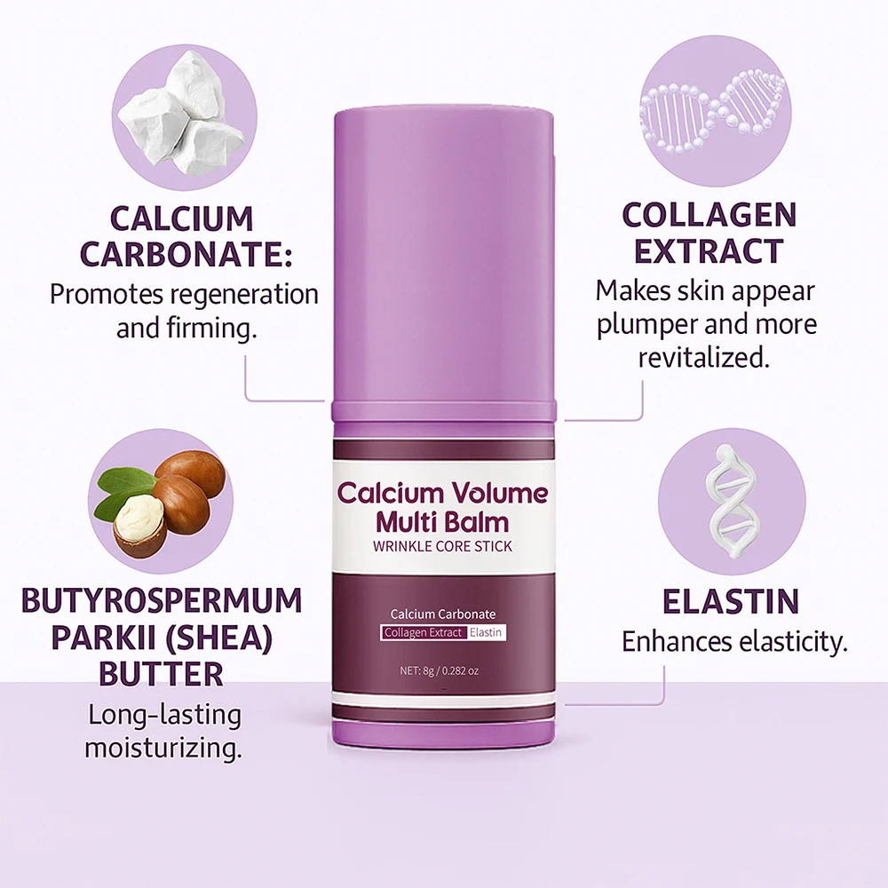 Calcium Volume Multi Balm for Smoothing Fine Lines, Firms and Lifts Eye Skin Wrinkle Stick for Unisex Brightens and Soothes Skin