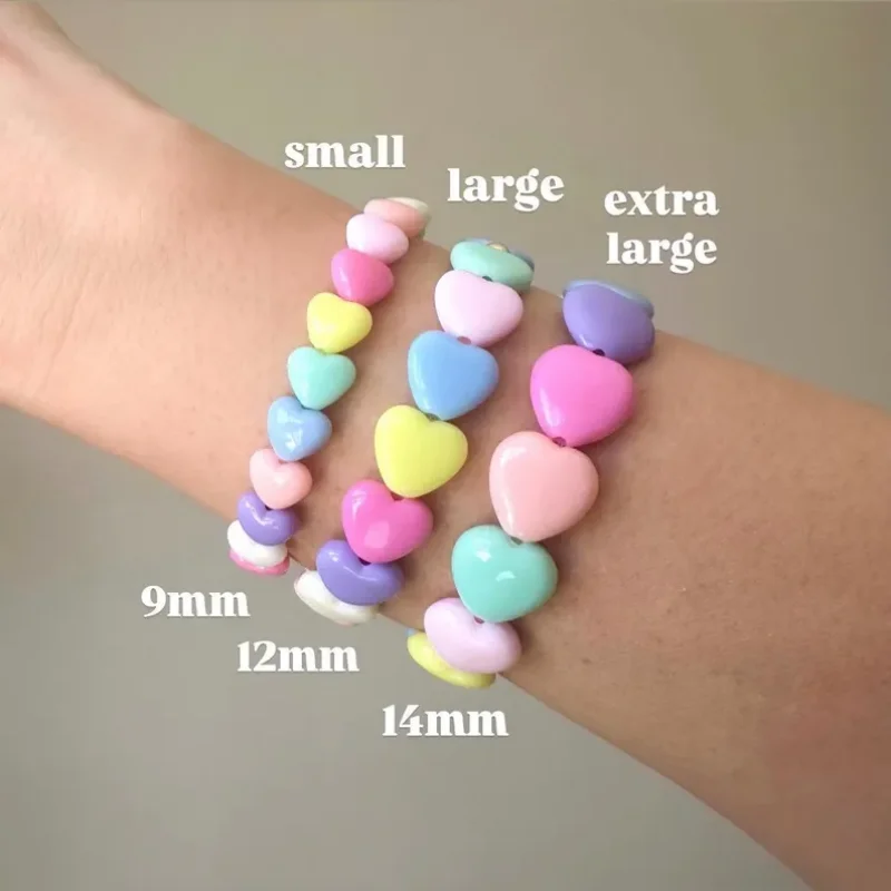 Pastel Candy Heart Beaded Bracelet Cute Friendship Jewelry For Kids Girls Mommy & Me Matching