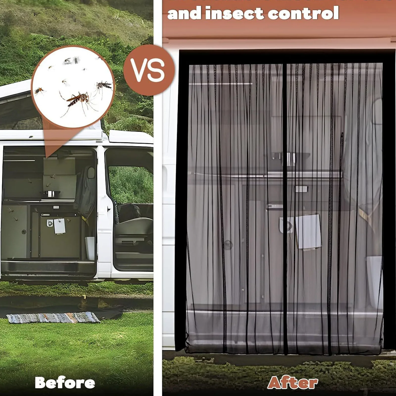 Malla cortina antimosquitos para puerta lateral furgoneta camping - imagen 5