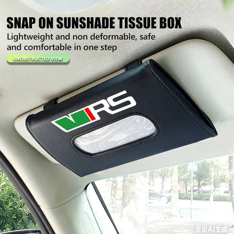 For Skoda Car Sun Visor Tissue Box Holder Auto Interior Storage Decor Accessories VRS Octavia 1 2 3 Rapid Kodiaq Karoq Fabia view 2
