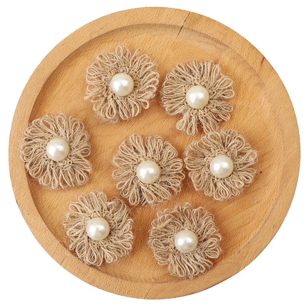 

5pc Jute Burlap Flower Pendant Wedding Decor Party Decoration Natural DIY H made Material Vintage Shoe Hat