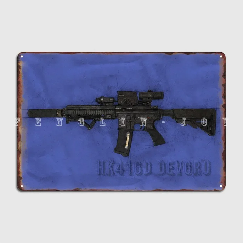 Hk 416 Devgru Sketch Metal Sign Cinema Living Room Living Room Classic Plaques Tin Sign Posters