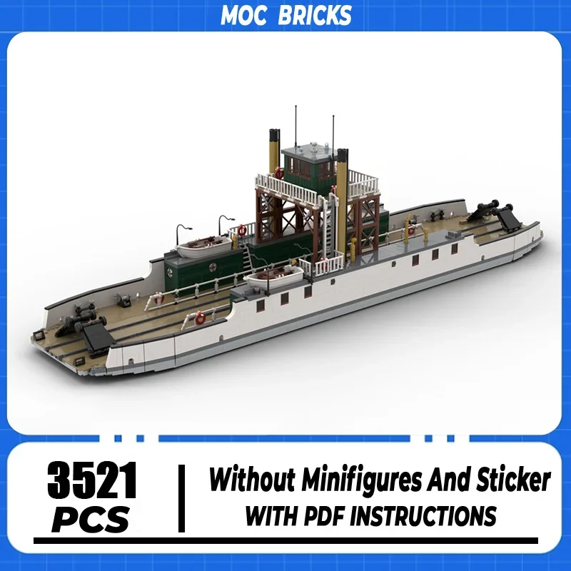 

Moc Building Blocks Bigger Railroad Ferry Transport Vessel Model Technical Bricks DIY Assembly Military Ships Toys Gifts