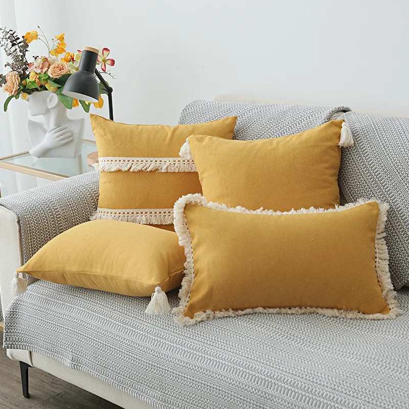 Boho Embroidery Throw Cushion Cover With Zipper Geometric Pattern Tufting Pillowcases Farmhouse Sham Garden For Home Decorative