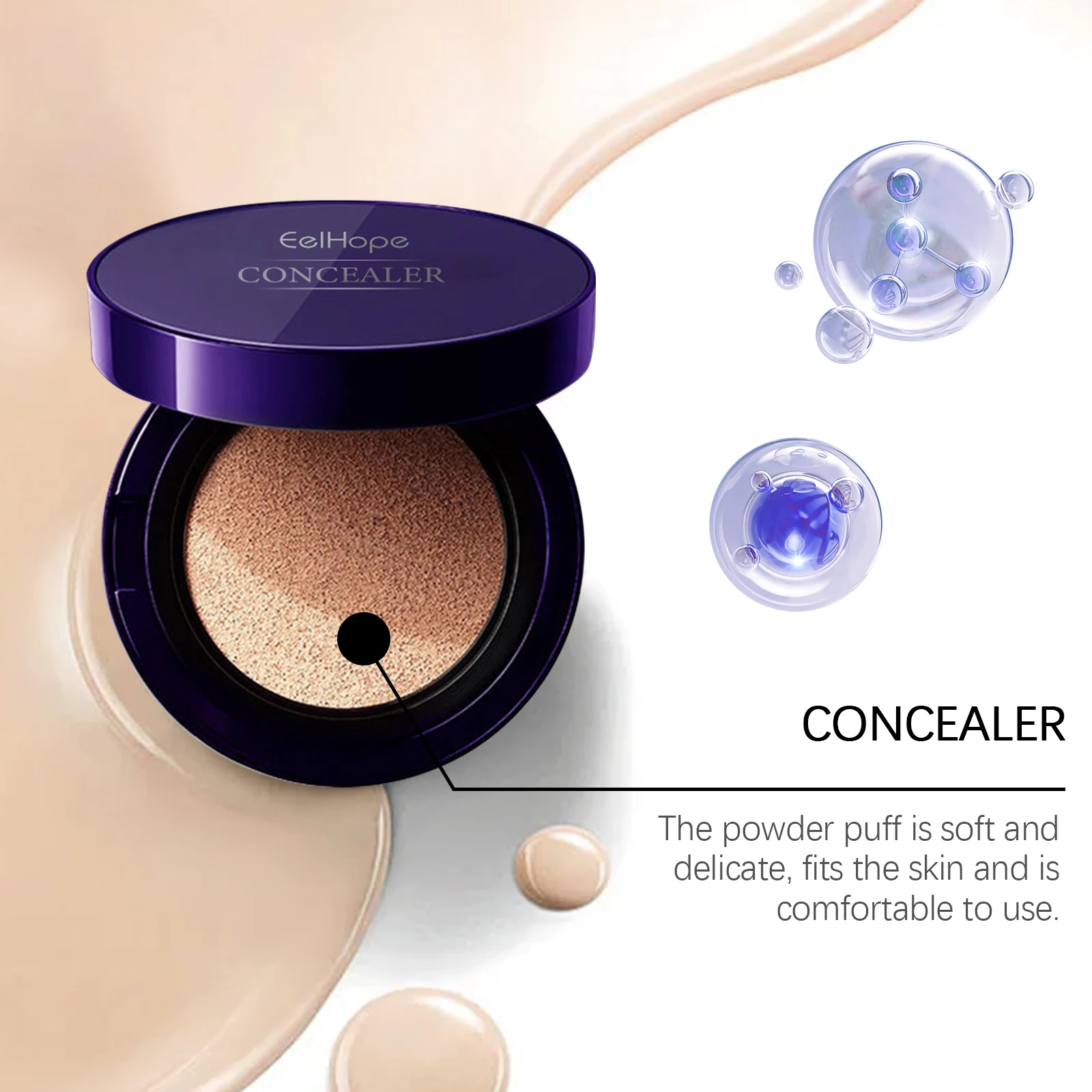 EELHOPE ハイドレーティング クッション ファンデーション＆コンシーラー - 軽量で保湿力のあるメイクアップで均一な肌色、長時間持続