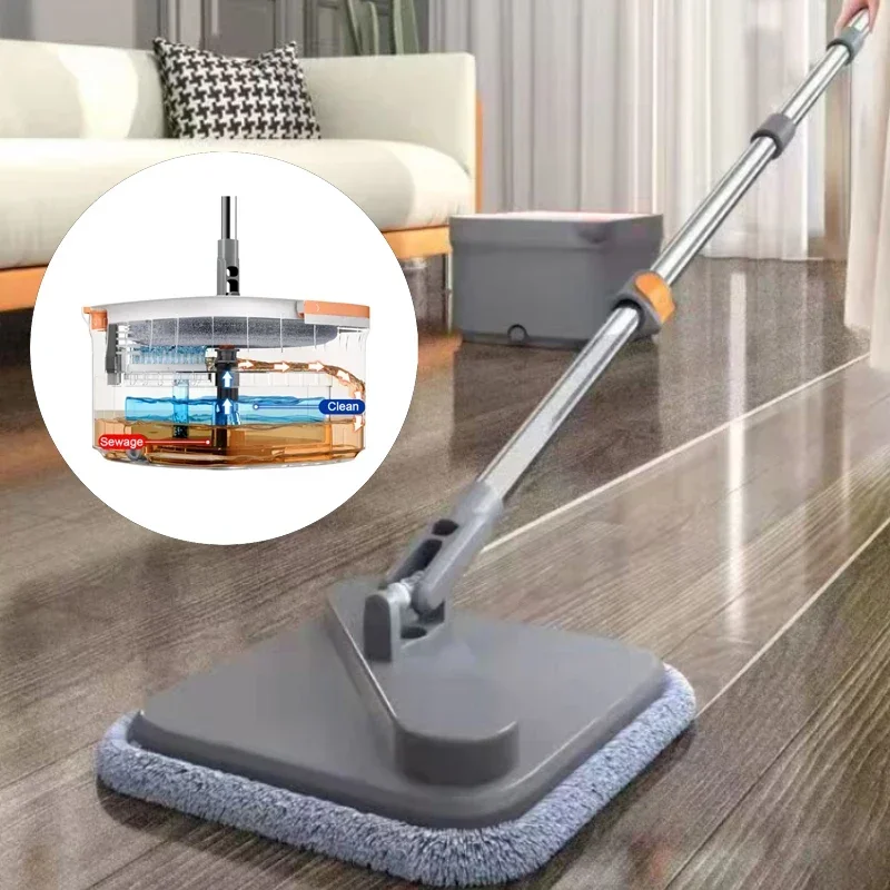 

Lazy Flat Mop 360° Rotating Spin Mop Squeeze Sewage Separation Bucket Self-Cleaning Hand Wash Free Mop Home Floor Wiping Brush