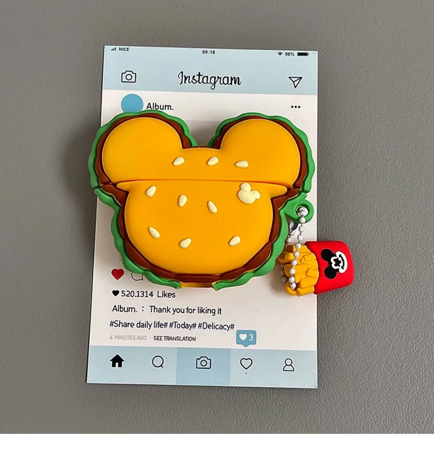 Mickey Burger For Airpods 1 2 3 4 Pro Pro 2 Silicone Earphone Case Accessories Cover