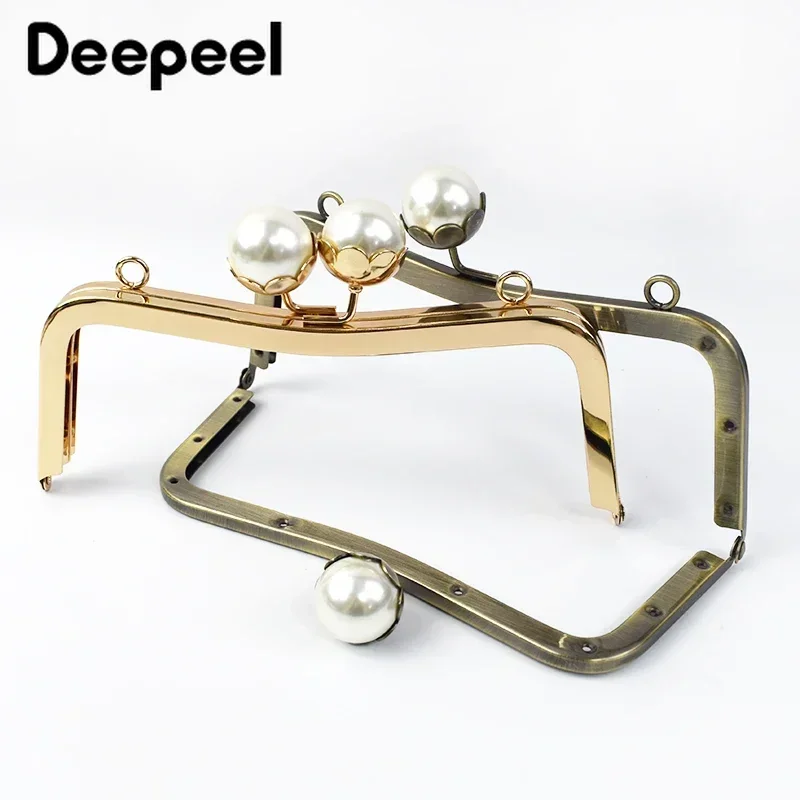 1/2/5Pcs 16/20cm Metal Bag Handle Purse Frame Pearl Head Kiss Clasp HandBag Wallet Sewing Brackets DIY Bags Hardware Accessories