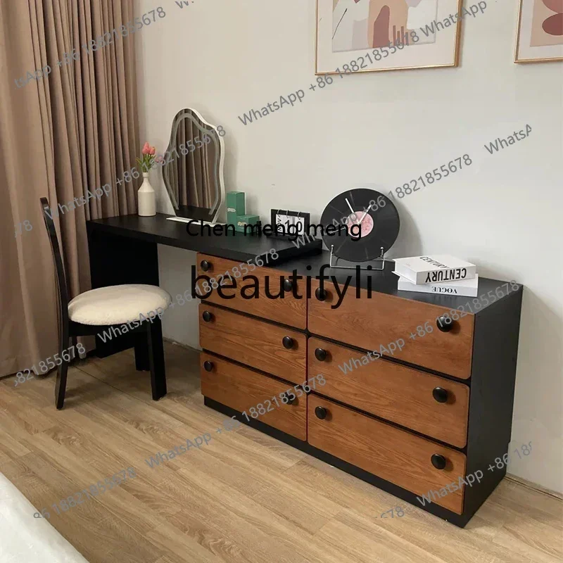 French medieval dresser solid wood chest integrated retro retractable corner makeup table new