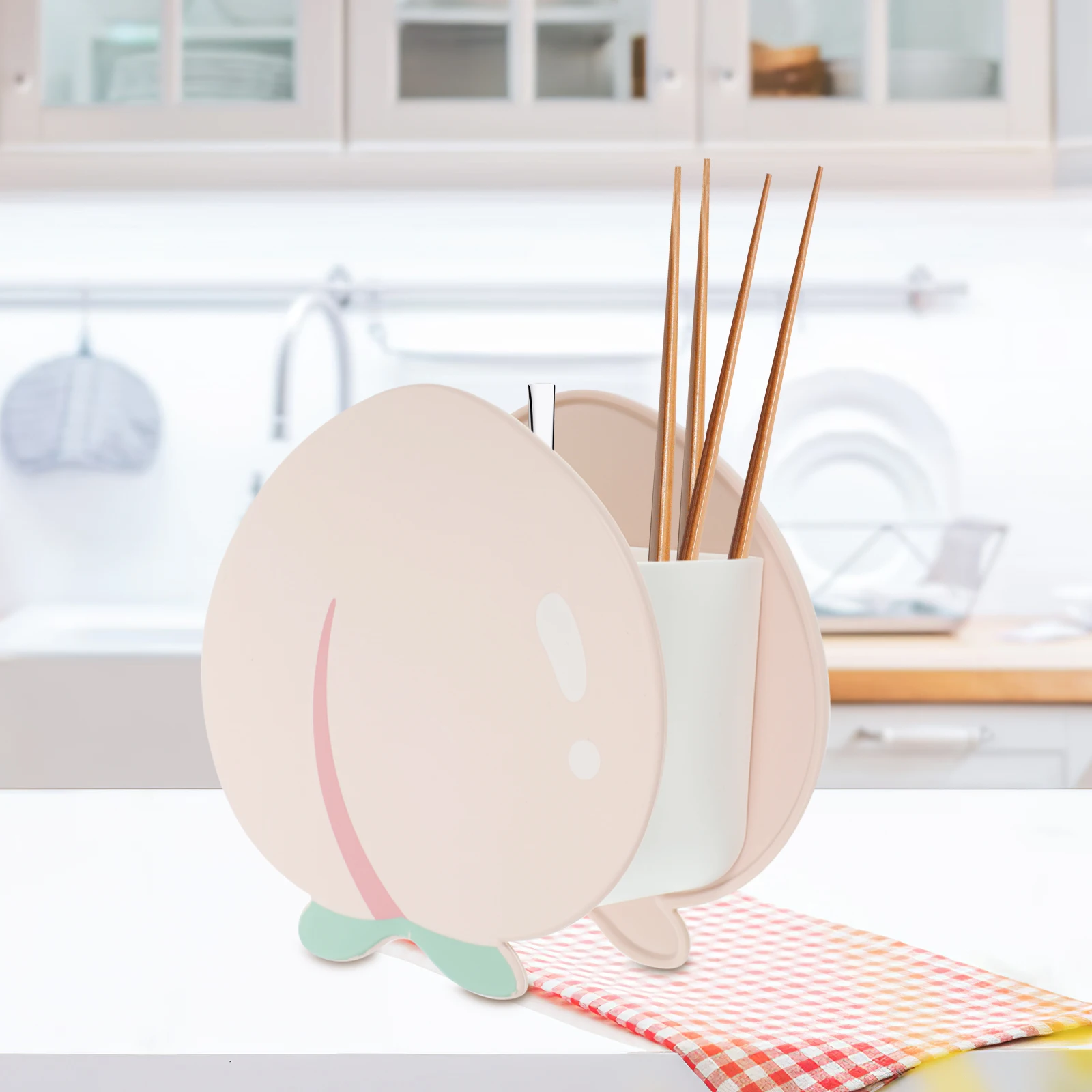 

Peach Cage Pink Multi functional Chopstick Holder Kitchen Utensil Storage Rack Tableware Spoon Fork Container Fruit Themed