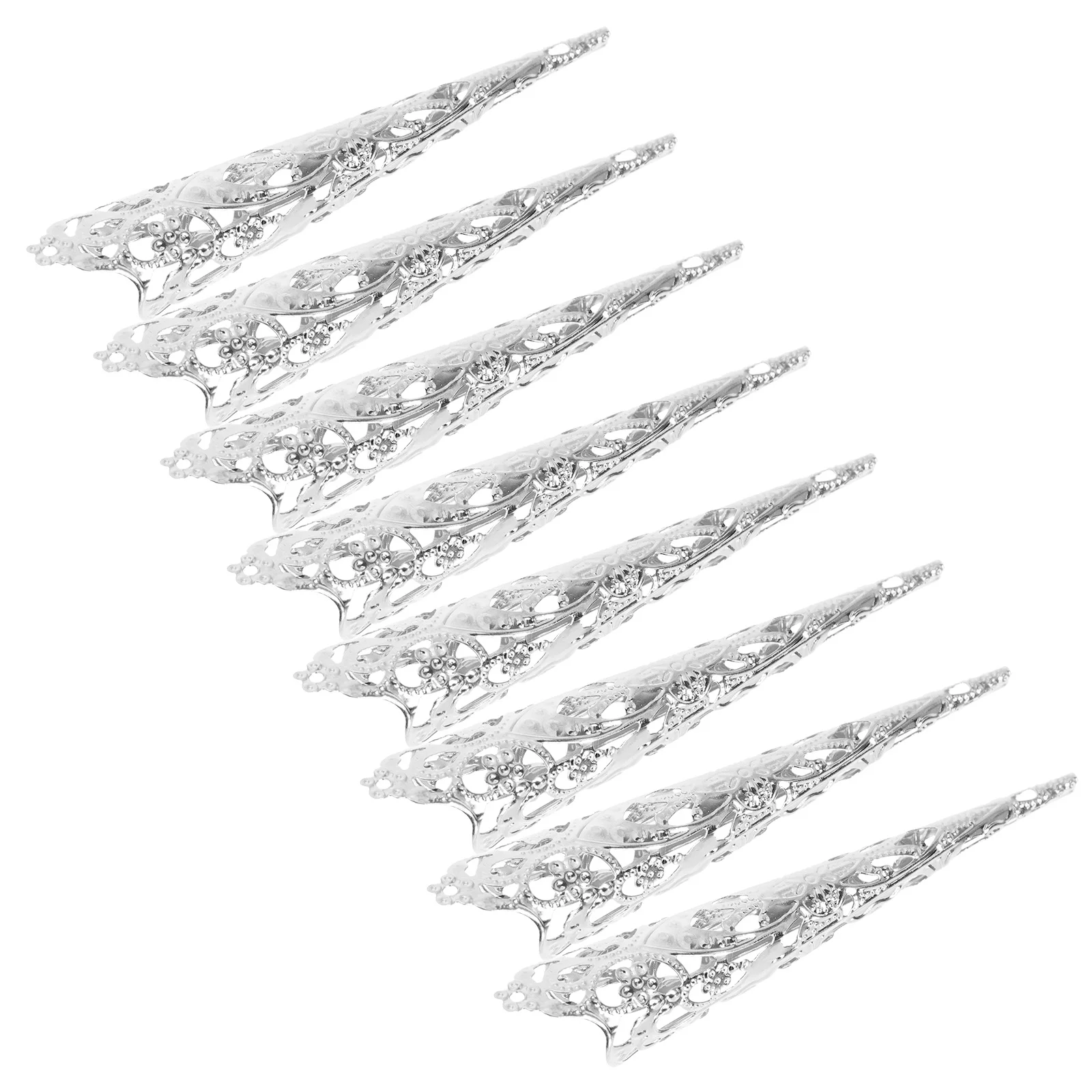 

8Pcs Queen Fingernail Claw Nail Rings Set Ancient Finger Claw Costume Props for Women Belly Dance Halloween Cosplay Party