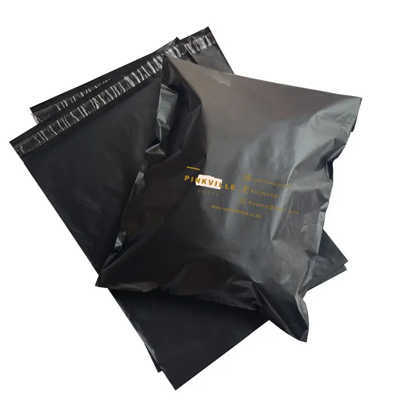 50 100 pcs custom logo plastic clothing mailer poly black t shirt big mailing courier post shipping bag black white