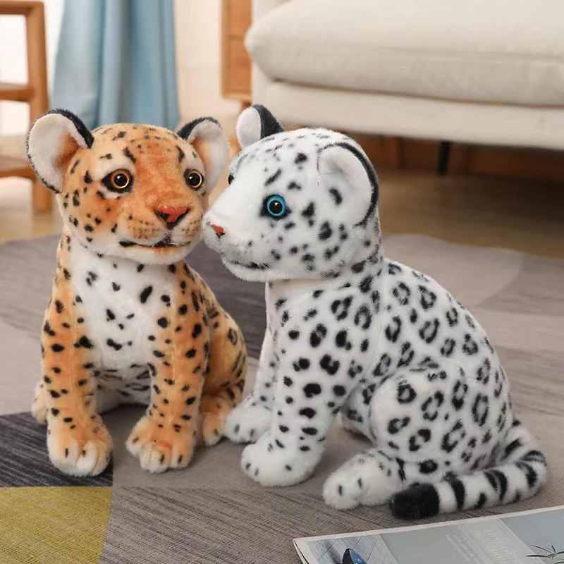 เหมือนจริง Tiger Leopard Plush ของเล่นตุ๊กตาตุ๊กตาสัตว์ป่าตุ๊กตา Snow Panther สีขาว Tiger หมอนเด็กของขวัญวันเกิดเด็ก