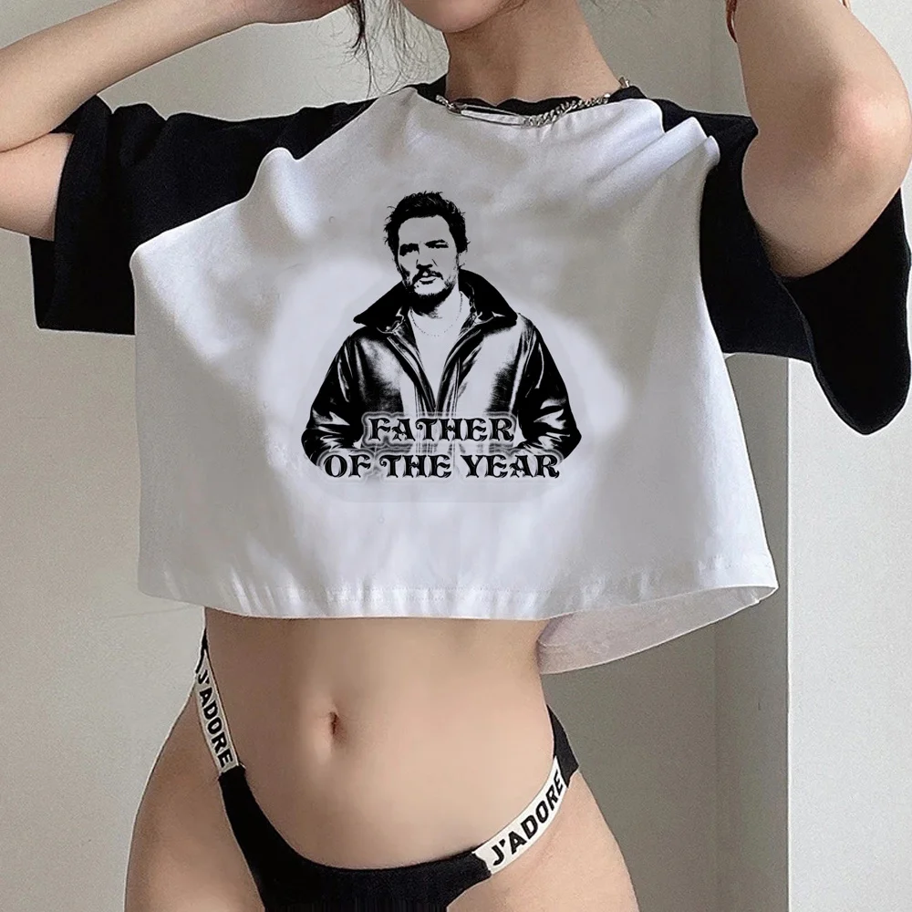 pedro pascal aesthetic gothic crop top Female vintage Harajuku fairy grunge graphic clothes cropped