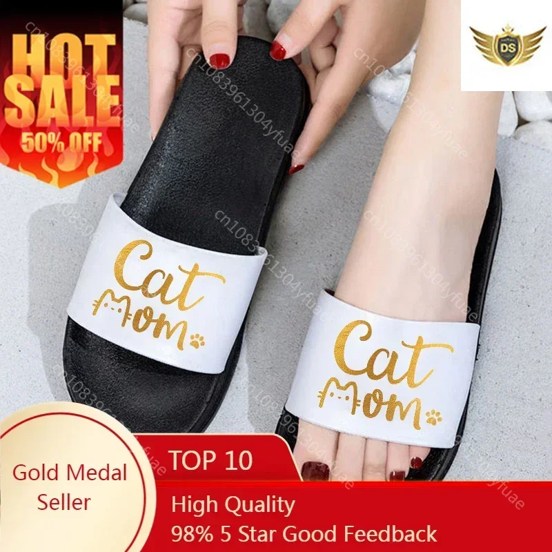 

Cat Mom Woman Slippers Thick Platform Bathroom Home Slides Unisex Non-slip Flip Flops Sandal Women Soft Sole Indoor Ladies Shoes