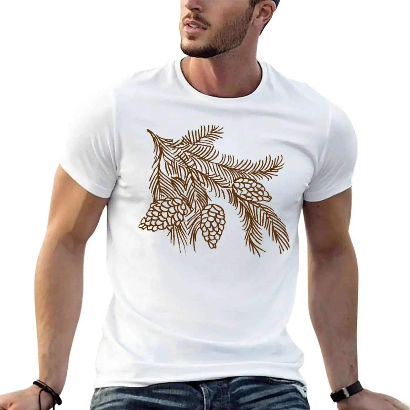 Pine Cone T-Shirt boys whites vintage mens t shirt