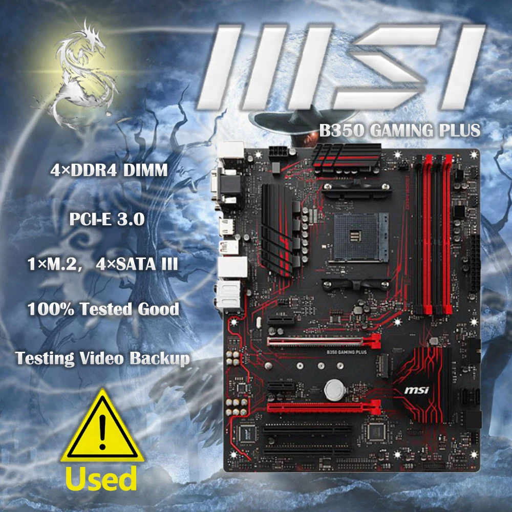 Placa-mãe MSI-B350 GAMING PLUS, Placa-mãe PC, AM4, Ryzen 5, 3600, 5600x Cpus, DDR4, 64GB, PCI-E 3.0, M.2, HDMI, USB 3.1, ATX