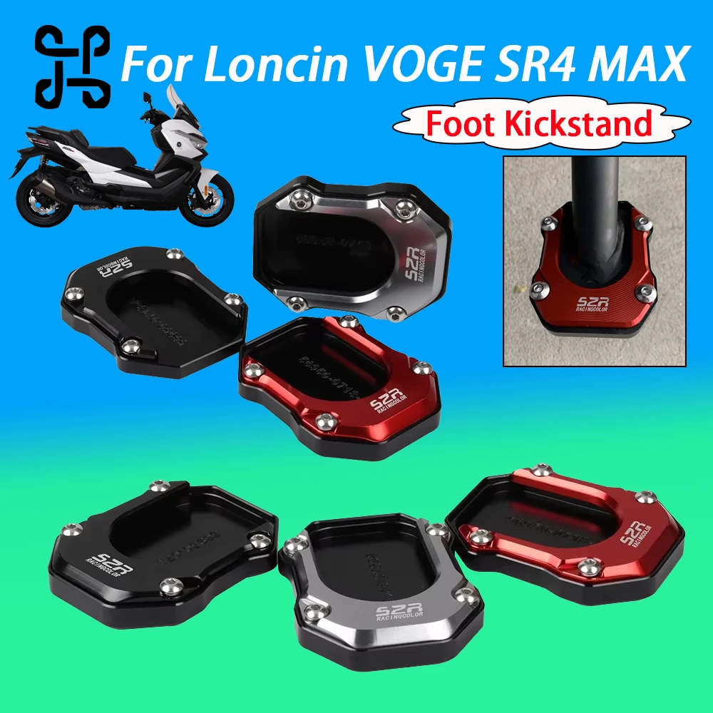 

For Loncin VOGE SR4 MAX Motorcycle Kickstand Foot Enlarger Pad Anti-Slip Rubber Surface Sidestand Extension Support Plate