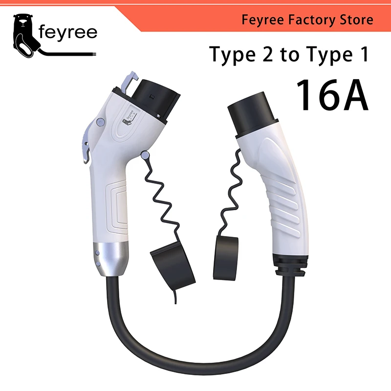 feyree Power Supply Side Type2 to j1772 Type1 Car Side Charging Adapter for Electric Vehicle Car EV Charger Plug 16A 32A 1Phase