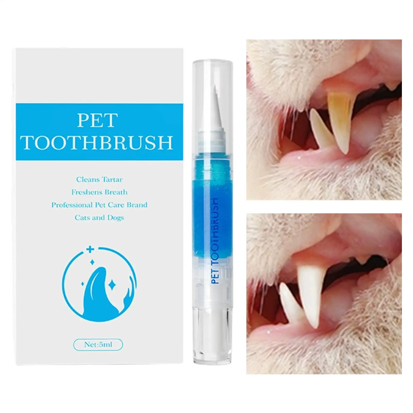 5ml Pet Teeth Cleaning Pen Pet Mouth Cleaner Cat Teeth Stain Remover for Kitten Puppy Hygiene Mouth Care Daily Grooming