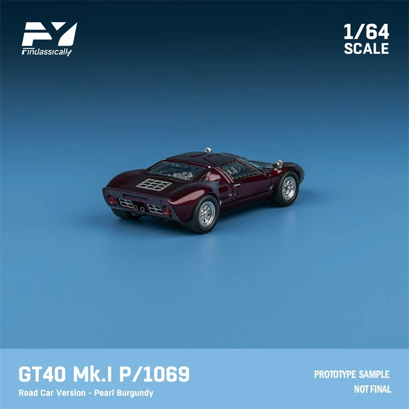 Findclassically 1:64 GT40 Mk.I P1069 نسخة سيارة الطريق لؤلؤة عنابي / AMK 940F أصفر رقم 98 Limited500 نموذج سيارة مصنوع من خليط معدني