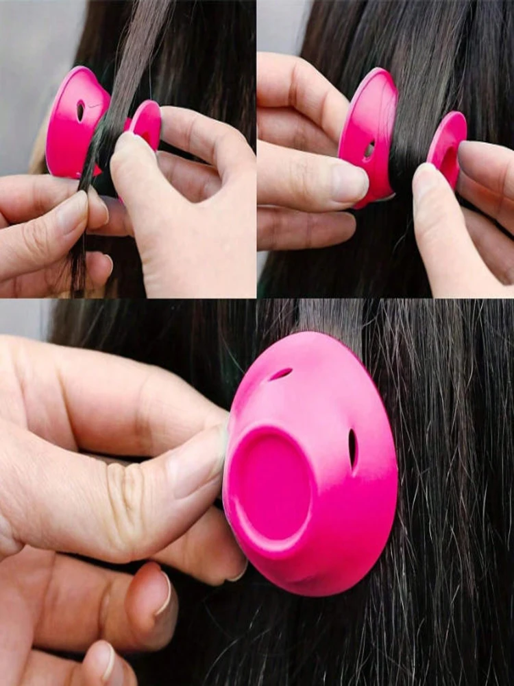 10/30pcs Pink Silicone Hair Curlers No Heat Damage Compact Portable Easy Use Natural Waves Bangs