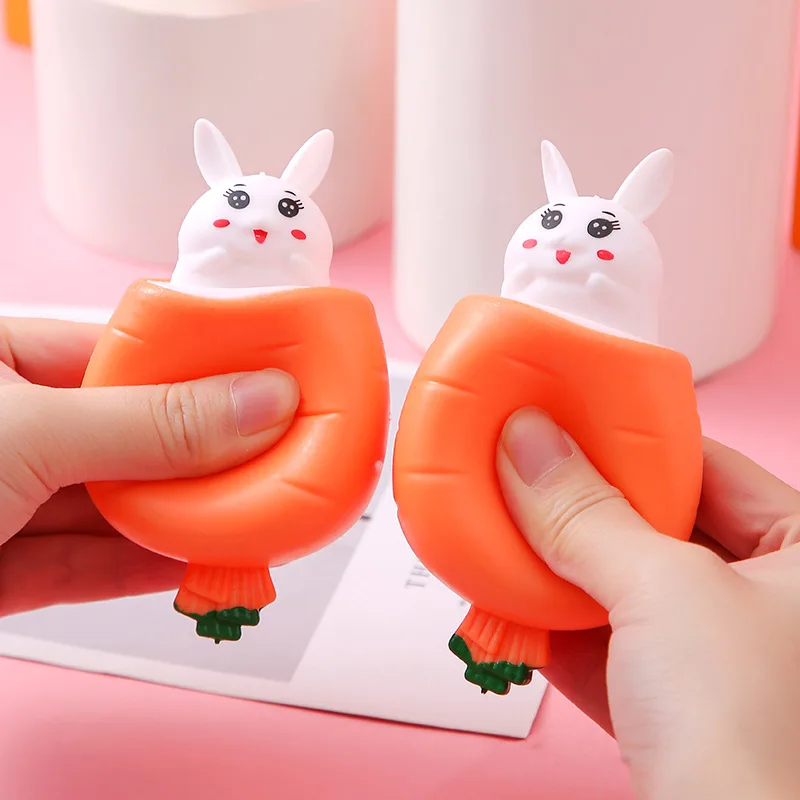 Carota Coniglio Spremere Tazza Simpatico Coniglietto Pizzicare Giocattolo Decorazione 2025 Coniglio Regalo Di Compleanno per I Bambini Alleviare Lo Stress Giocattoli Simpatici