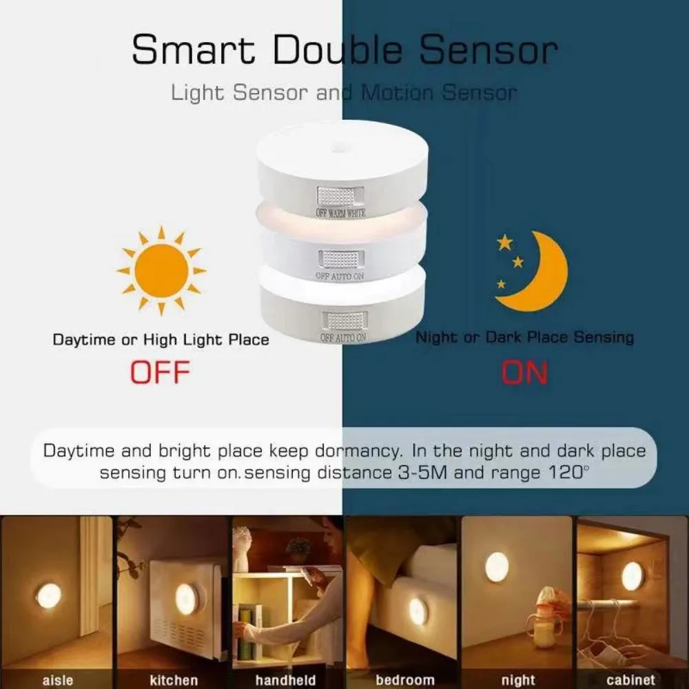 6pcs Smart Human Body Sensor Light, USB Rechargeable NightLight, Stair Light Creative Led Bedside Light, Bedroom HomeLight