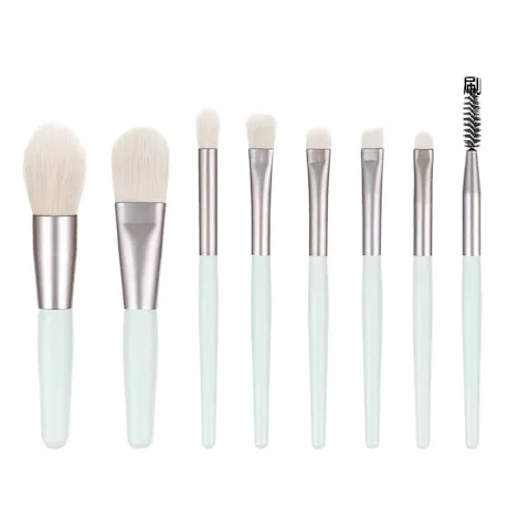 Set di mini pennelli per trucco da 8 pezzi con pennello per ombretto, pennello per fondotinta, pennello per fard e pennelli a setole morbide per principianti.