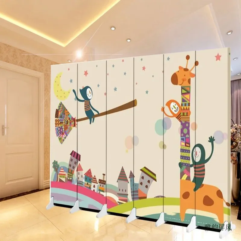 Children Cartoon Folding Screen Partition for Bedroom Entrance School Kindergarten Training Class Simple Animation Room