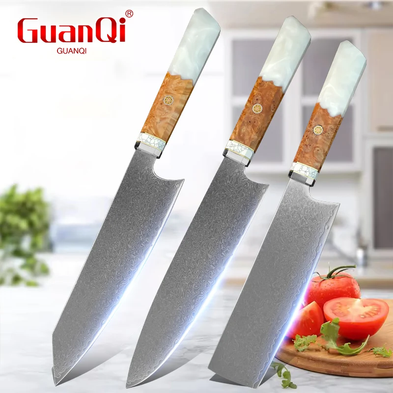 Damascus Steel Kitchen Knife Chef Butcher Knife Professional VG10 Sharp Japanese Knife Fruit Fish Knife Cooking Tools