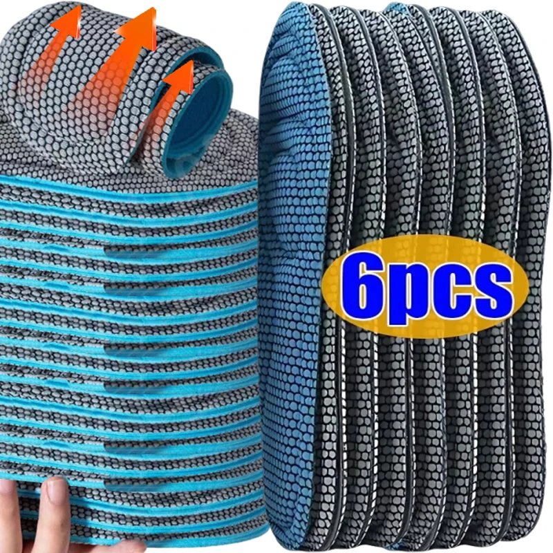 Semelles orthopédiques en mousse à mémoire de forme, chaussures pour hommes et femmes, Nano antibactérien, désodorisation, Absorption de la sueur, coussin de course, 6/2 pièces