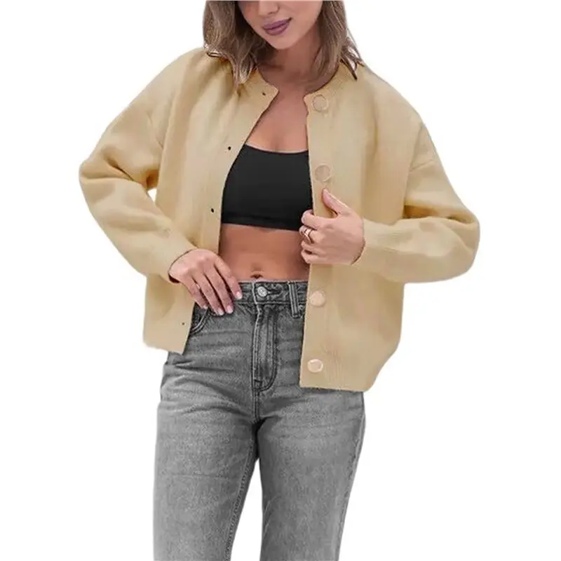 2025 Trend Womens Cardigan Sweaters Casual Light-Weight Long Sleeve Button Up Crewneck Oversized Fall Outwear