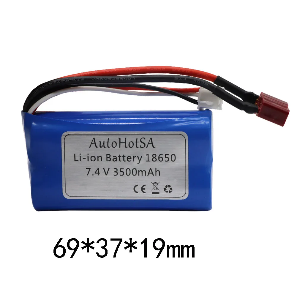 7.4V 3500mah o dużej pojemności akumulator litowo-jonowy 18650 2S T wtyczka dla Q46 Wltoys 10428 /12428/12423 RC akcesoria samochodowe 7.4V JST