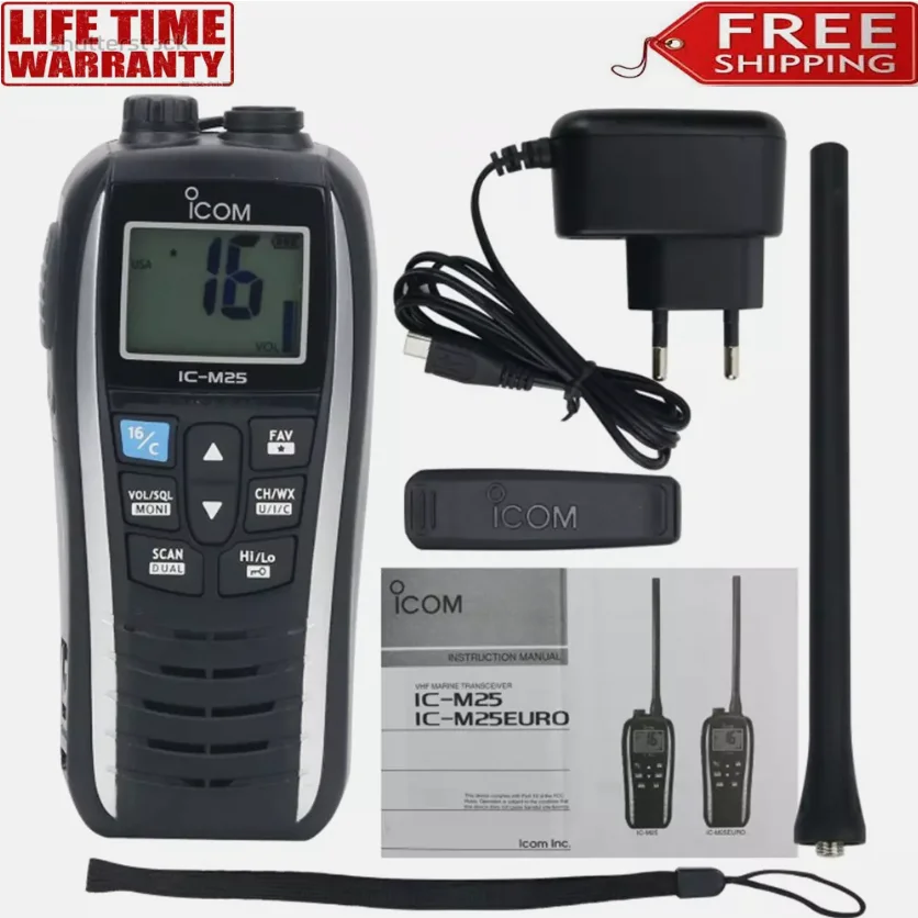 IC-M25 5W Portable Marine Radio VHF Handheld LCD Lightweight Waterproof new