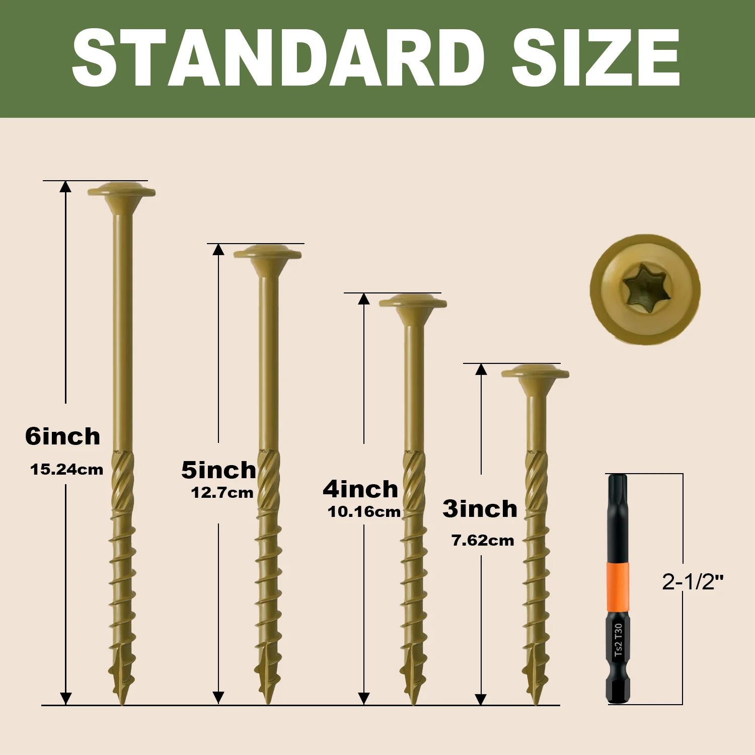 

VKKM #14X125MM #14X75MM 50/55/70pcs Exterior Wood Screws Washer Head Aggresive Thread Self Tapping T25 Star Free Drive Bite