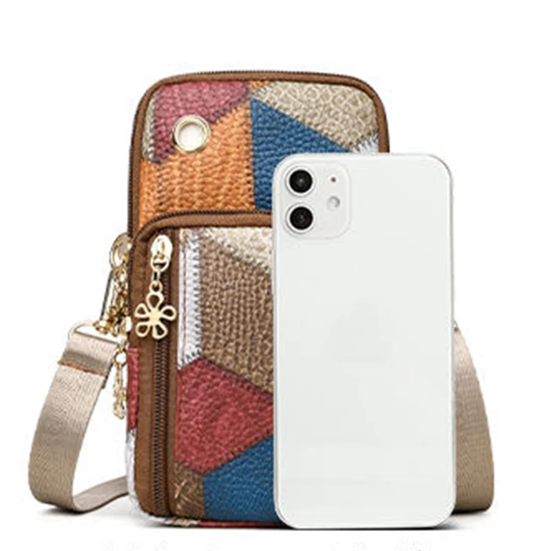 Trendige Patchwork-Umhängetasche mit Rautenmuster, lässige Umhängetasche mit mehreren Reißverschlüssen für Damen zum täglichen Einkaufen und Pendeln – Detail 3